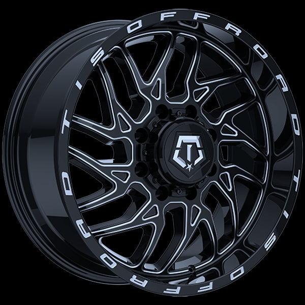 TIS Wheels 544 Gloss Black - Milled Edge 22x12.0 Wheels: Elevate Your Ride Now!
